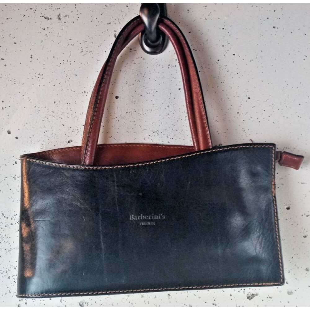 Barberini Firenze Italian Two Toned Brown Leather Mini Handbag
